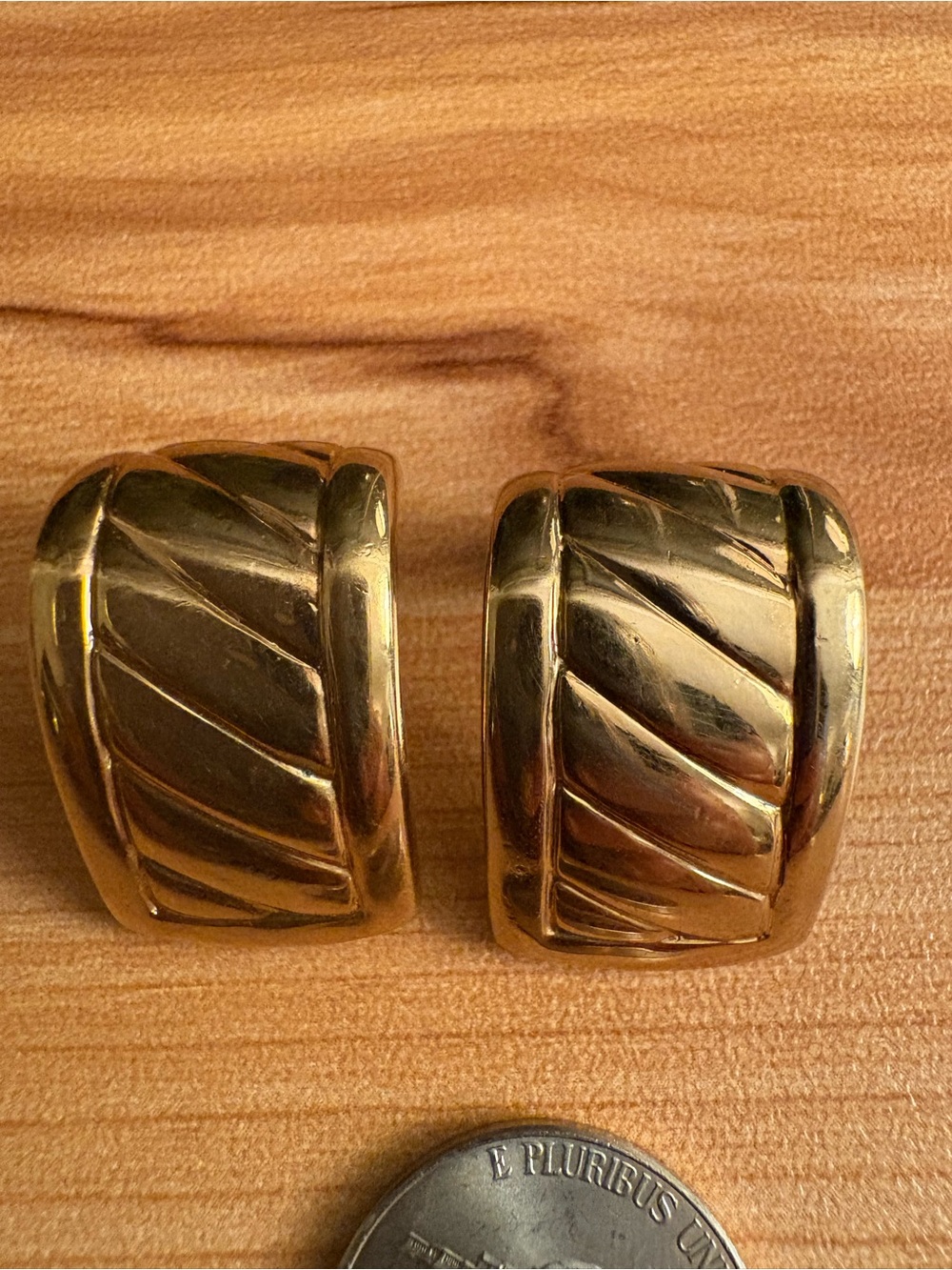 Vintage clip on gold tone mid century earrings